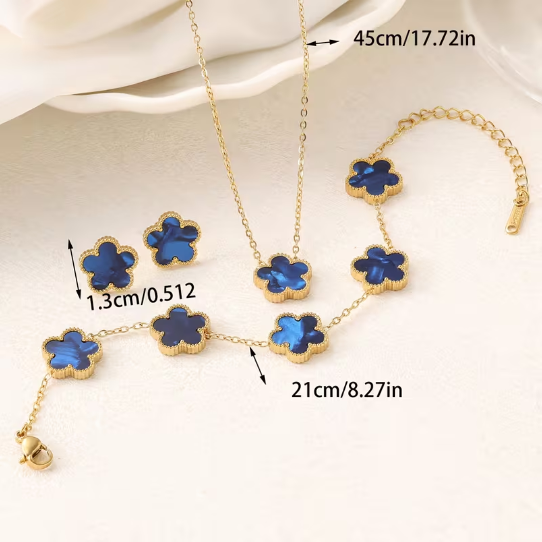 🌺 Royal Blue Flower - Steel Accessory Set