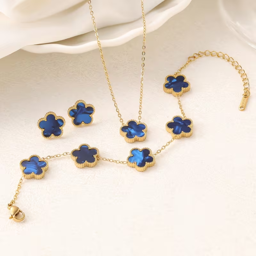 🌺 Royal Blue Flower - Steel Accessory Set