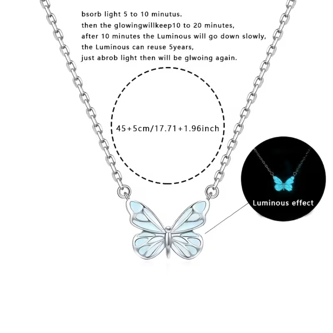 🦋 Necklace and bracelet - Butterfly shaped, phosphorus, glowing in the dark